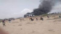 نجاة العشرات من المسافرين إثر حريق شب في حافلة نقل كبيرة بمحافظة أبين